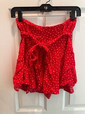 NWT Zara Red Polka Dot Tie-Waist Shorts